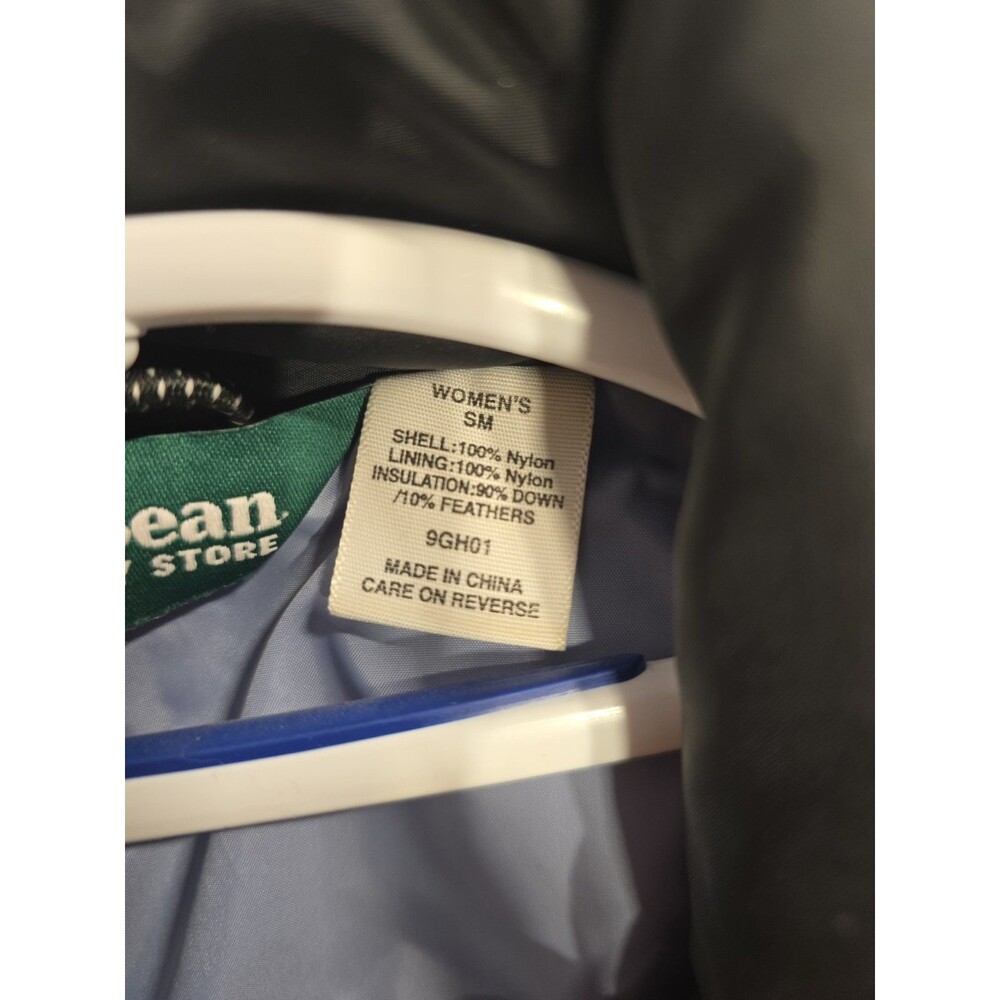 LL Bean Womens Black And Gray Goose Down Puffer Jacket Small Full Zip Quilted - Picture 8 of 8